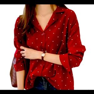 **NEW** Elegant Women’s Casual Polka Dots Long Sleeves Blouse